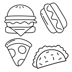 fast food icons set