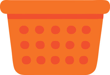Orange plastic basket filled with twelve red circles  suitable for product presentation, design elements, crafting projects, and graphic design.