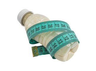 white bottle of yogurt wrapped in blue tape measure in centimete