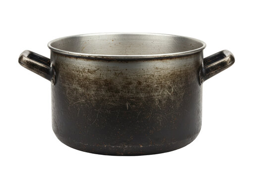 Isolated Old Worn and Dirty Cooking Pot
