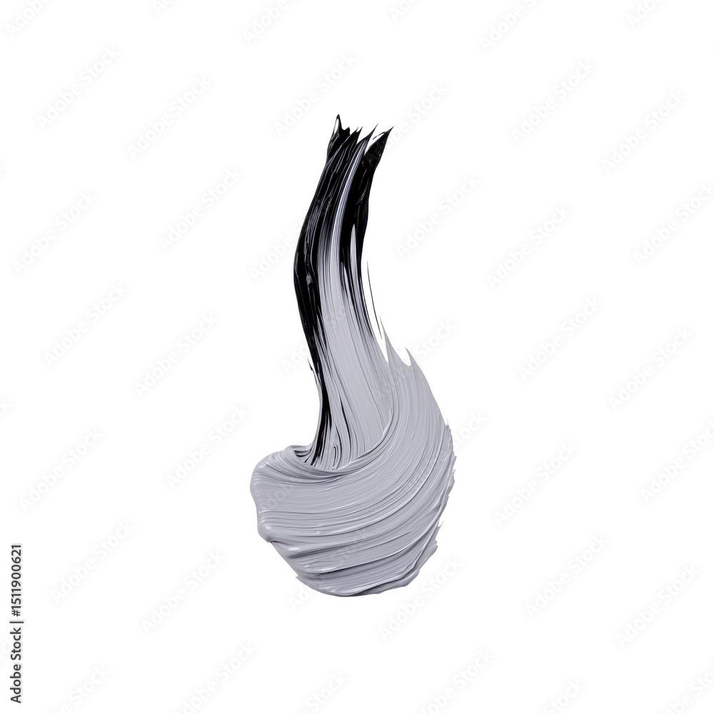 Poster dynamic brushstroke of gray paint on transparency background creates abstract and artistic impressio