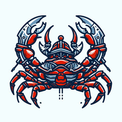 Samurai Crab Illustration: A stylized illustration of a formidable crab, armored and ready for battle. Embodying strength, resilience, and a touch of cultural fusion.