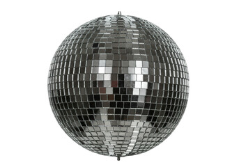 Isolated Silver Disco Ball with Mirrored Tiles