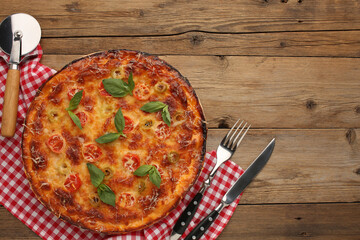 Delicious Pepperoni Pizza Slice Being Lifted From Wooden Board