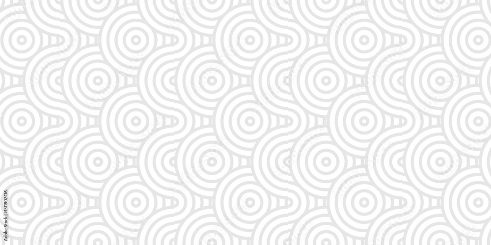 Poster seamless white and gray overlapping fabric vector pattern with spirals texture design.