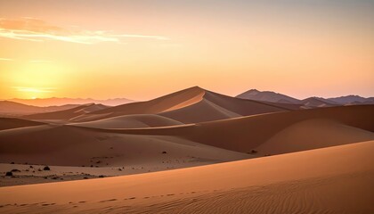Mesmerizing sunset over sand dunes, a breathtaking desert landscape tranquil