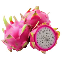 Dragon Fruit with Bright Pink Skin and Seeds Isolated Cutout PNG Transparent