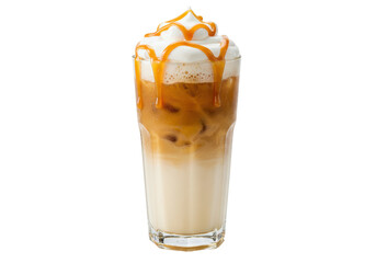 Isolated Caramel Macchiato in a Tall Glass