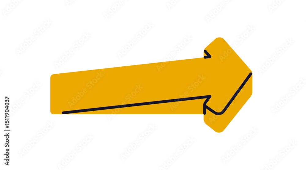 Aufkleber Arrow pointing forward direction, ahead, showing following, next. Guidance, navigation element. Pointer for instruction, action, swipe right. Flat vector illustration isolated on white background.
