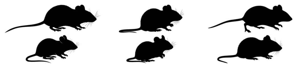 Isolated mouse silhouette set vector design