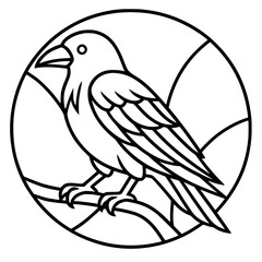 raven pattern for stained glass, template, printable, customizable, download