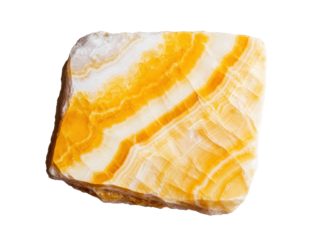 Beautiful yellow onyx stone with natural patterns for design use on a transparent background, cut out