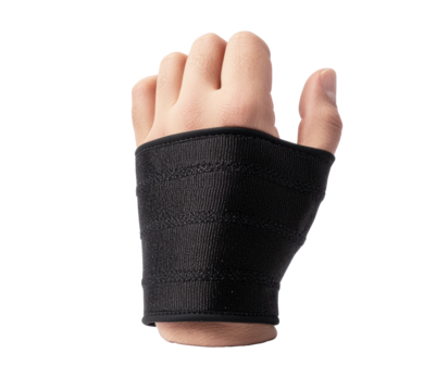 Soft support sleeve for wrist pain relief and comfort on a transparent background, cut out