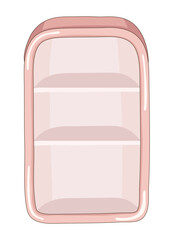 Cabinet with shelves in cartoon style. Shelf, bookcase, bathroom cabinet. Isolated on white background. Decor for storage. Illustrations for a furniture store. hand drawn. Vector illustration.