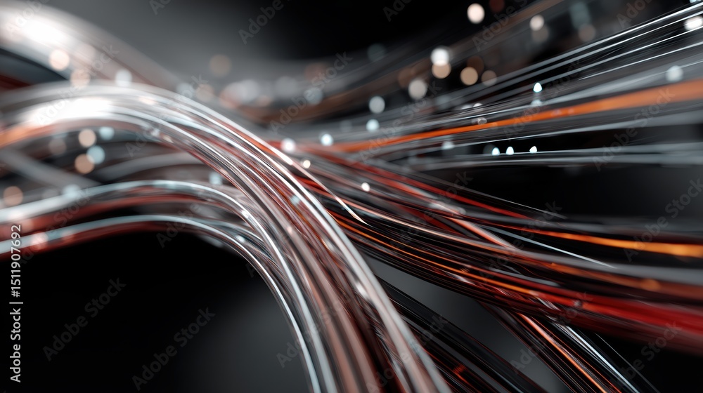 Poster dynamic abstract image featuring flowing lines and light effects, creating a sense of energy and mov