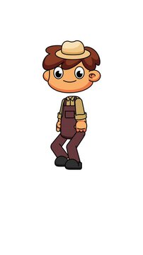 Walking Chibi Farmer Animation, Looping Walkcycle in Cartoon Style