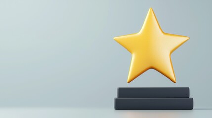 Obraz premium A golden star on a black pedestal.