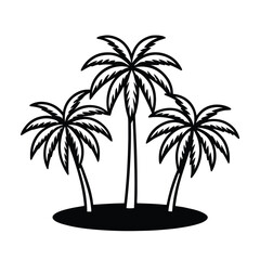 Fototapeta premium Tropical island beach landscape with palm tree silhouettes at sunset