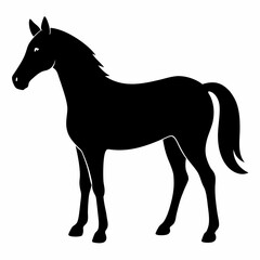 Standing Horse black silhouette icon on white background
