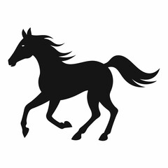 Obraz premium Running Horse black silhouette icon on white background