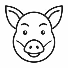 pig head outline  icon on white background