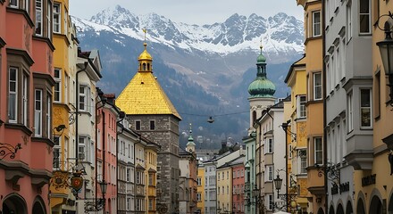 Scenic View of the Old Town in Innsbruck, Austria – Historic Architecture and Alpine Charm