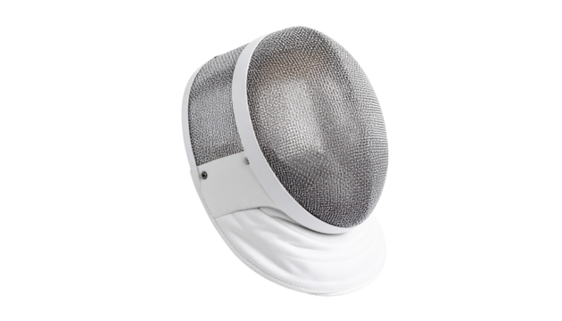 Fencing mask, protecting and ready for action isolated on solid white background 