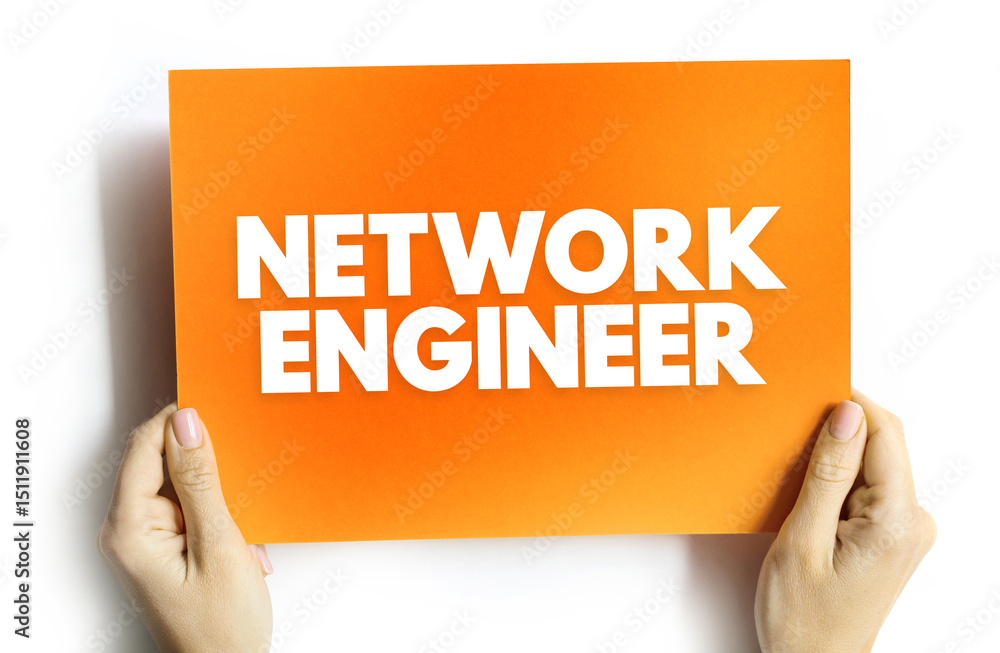 Poster network engineer - set up, develop and maintain computer network within an organisation, text concep