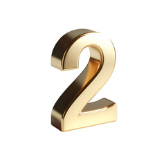 Naklejka premium Number 2 Gold number transparent background