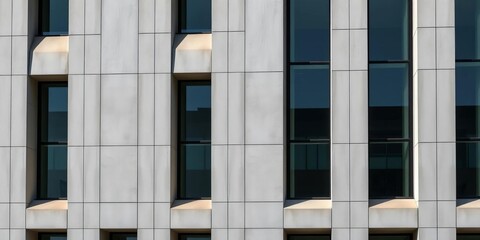 Obraz premium Sleek concrete facade, minimalist architecture Geometric lines define modern building exterior, clean, neutral colors