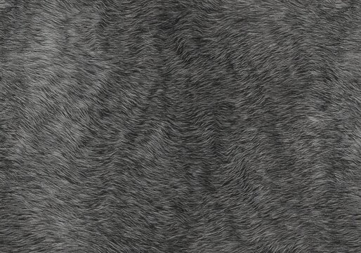 Dark gray or black short wavy animal fur texture background with subtle silver highlights seamless