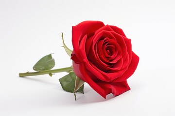 Red rose flower plant white background.