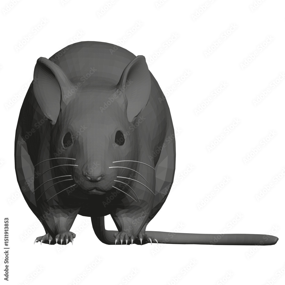 Poster a black and white drawing of a mouse. the mouse is looking at the camera and he is curious. front vi