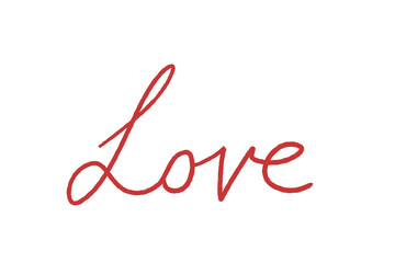 Love handwriting. Cute hand written doodle style word. PNG graphic on transparent background.