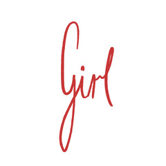 Girl handwriting. Cute hand written doodle style word. PNG graphic on transparent background.