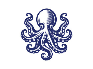 vintage octopus vector illustration, clean style octopus graphic design © ghaffar