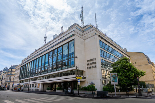 Paris, France - 29 mai 2025: Vue ext&eacute;rieure du si&egrave;ge social de l'Agence France-Presse (AFP). L'Agence France-Presse est une agence de presse fran&ccedil;aise internationale g&eacute;n&eacute;raliste et multim&eacute;dia