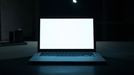 Fototapeta premium Laptop with Blank Screen on Office Desk – Mockup for Design and Branding Projects