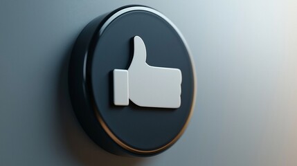 Obraz premium A 3D rendered thumbs-up icon on a dark circle