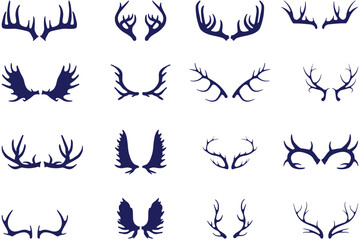 deer antlers graphic design, deer and elk antlers silhouette vector illustration art