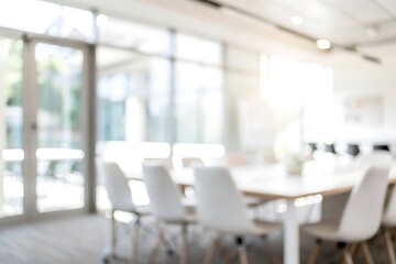 Bright and modern conference room with blurred background
