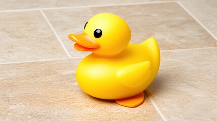 A yellow rubber duck with orange beak and feet.