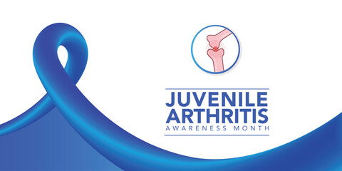 Juvenile Arthritis awareness month is observed every year in July. The most common symptoms of the disease are joint swelling, pain and stiffness, it is usually an autoimmune disorder. Vector art	