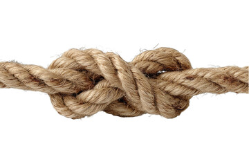 Close-up of a double-knotted, light-brown rope