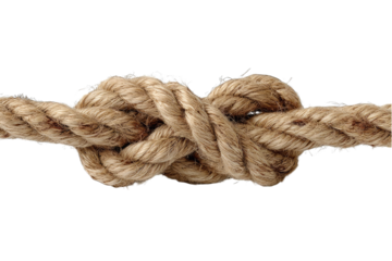 Close-up of a double-knotted, light-brown rope