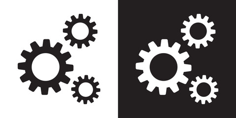 Gear icon.  black and white cogwheel vector collection, mechanical gear shapes, engineering symbols, vector illustration. EPS 10/AI