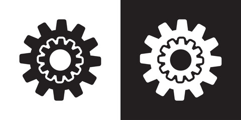 Gear icon.  black and white cogwheel vector collection, mechanical gear shapes, engineering symbols, vector illustration. EPS 10/AI