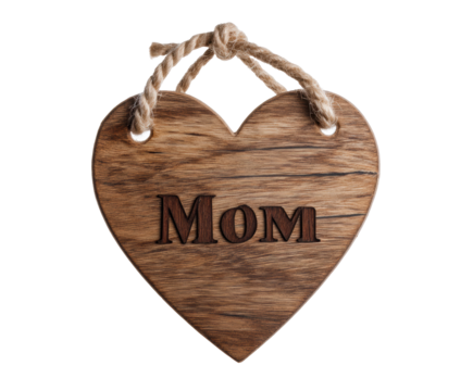 Heart-shaped wooden sign for Mother's Day