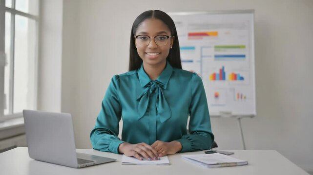 Virtual Success: Online Meeting with Confident Businesswoman