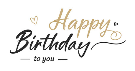 Elegant Cursive Birthday Greeting with Heart Decorations